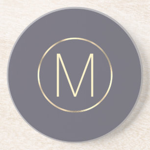 Posavasos Monograma elegante moderno oro gris