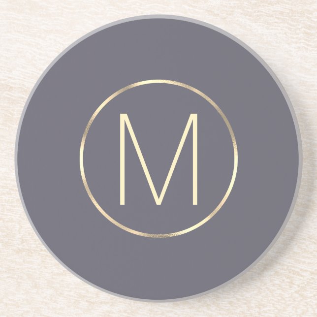 Posavasos Monograma elegante moderno oro gris (Frente)