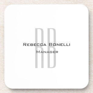 Posavasos Monograma exclusivo exclusivo de gris blanco moder
