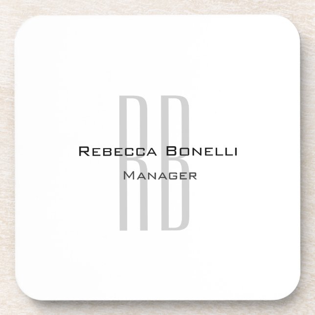 Posavasos Monograma exclusivo exclusivo de gris blanco moder (Frente)