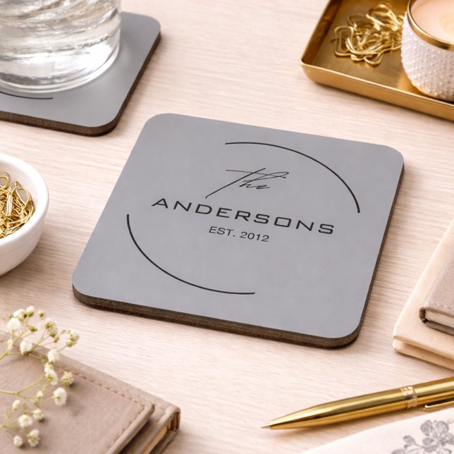 Posavasos Monograma Familiar Minimalista (Subido por el creador)