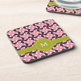 Posavasos Monograma Floral Verde Lima Rosa Burdeos Geométric