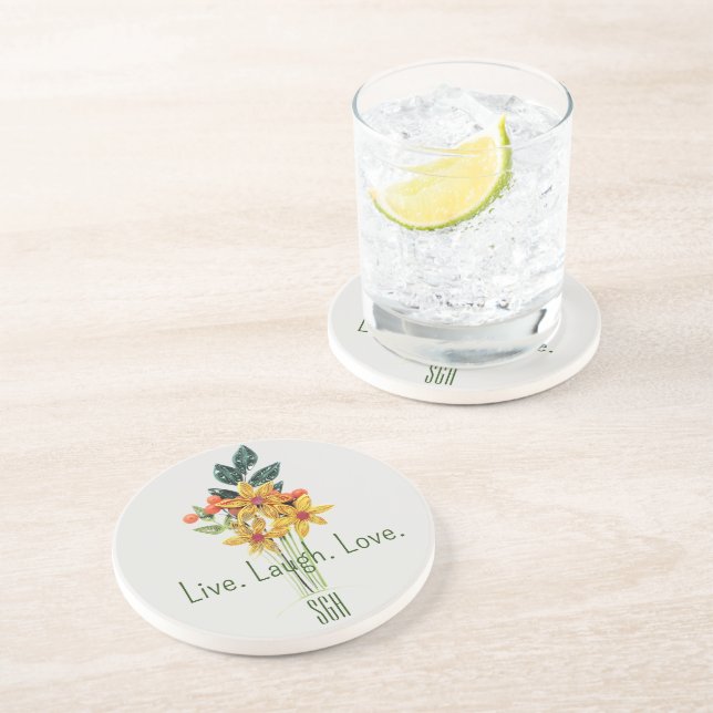 Posavasos Monograma, Flores De Papel Aturalladas Alrededor D (Lado)