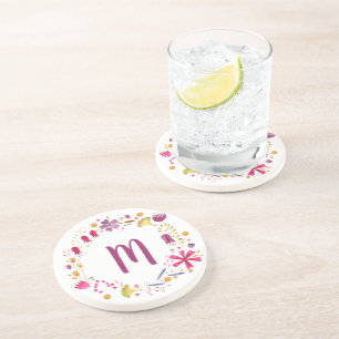 Posavasos Monograma Garland de flor acuática