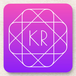 Posavasos Monograma geométrico de Guay   Violeta púrpura mag