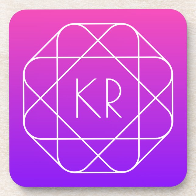Posavasos Monograma geométrico de Guay | Violeta púrpura mag (Frente)