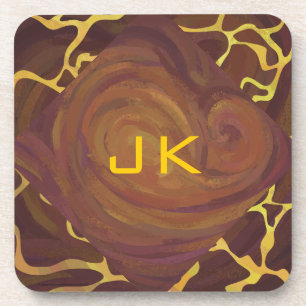 Posavasos Monograma Giraffe Brown, amarillo Print