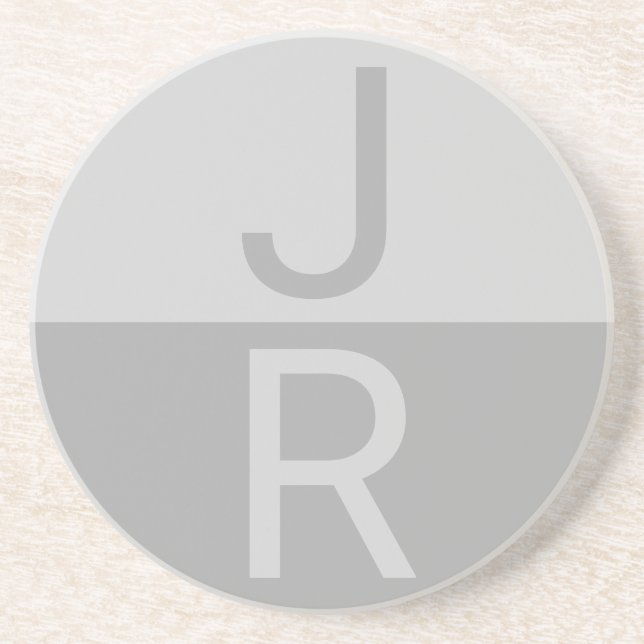 Posavasos Monograma Gris claro y Gris de Iniciales Modernas (Frente)