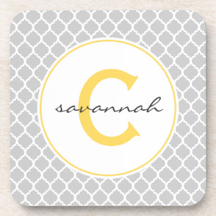 Posavasos Monograma gris de Quatrefoil