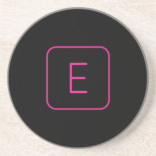 Posavasos Monograma Inicial de Estilo Moderno Rosa y Negro