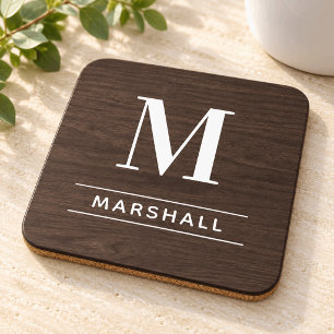 Posavasos Monograma inicial del Personalizado ruso de madera
