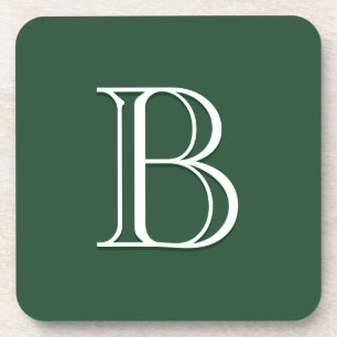 Posavasos Monograma Inicial Moderno Personalizado Verde y Bl