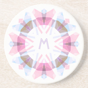 Posavasos Monograma Inicial Retro Moderno Rosa Azul Capricho