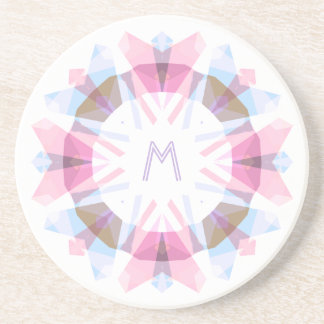 Posavasos Monograma Inicial Retro Moderno Rosa Azul Capricho