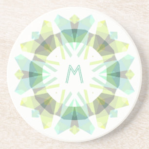 Posavasos Monograma Inicial Retro Moderno Verde Gris Caprich