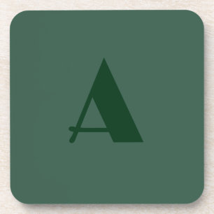 Posavasos Monograma Letra inicial personalizado Retro verde