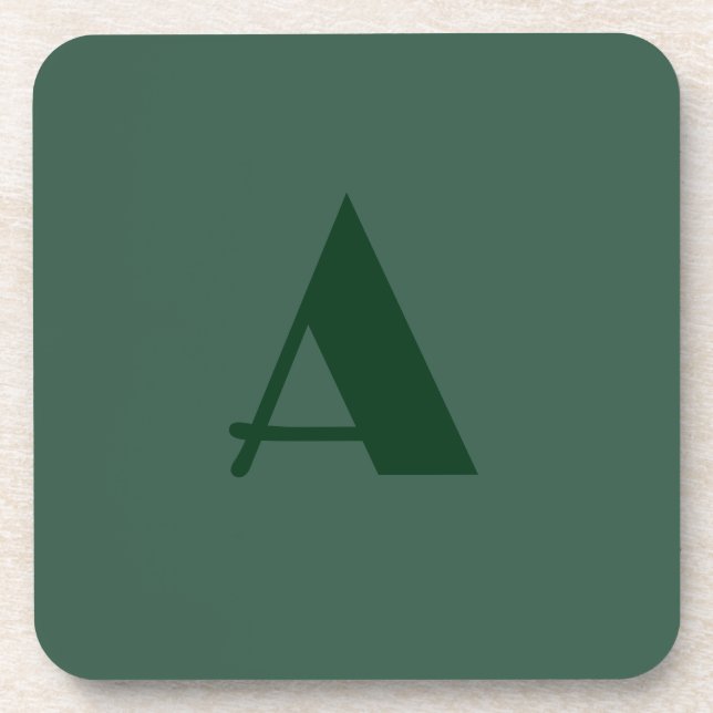 Posavasos Monograma Letra inicial personalizado Retro verde  (Frente)