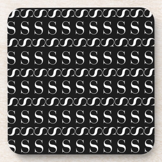 Posavasos Monograma Letra inicial S, Elegir color de fondo (Frente)