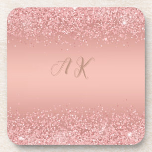 Posavasos Monograma Lujo Refulgente Rosa Dorado El