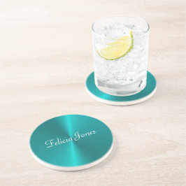 Posavasos Monograma metalizado brillante azul