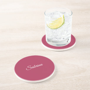Posavasos Monograma minimalista rosa cereza