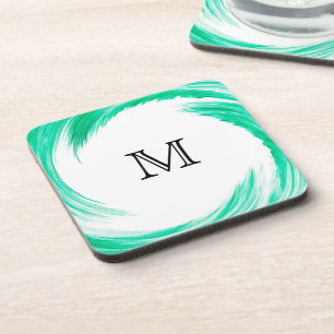 Posavasos Monograma Mint Swirl Resumen Arte
