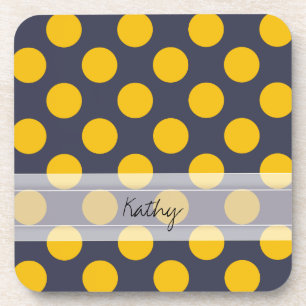Posavasos Monograma Moda amarilla azul Patrón de punto de p