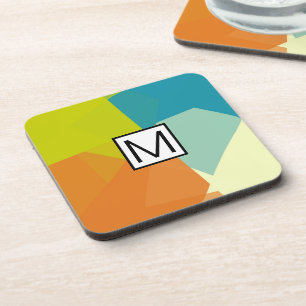 Posavasos Monograma Moderno Elegante Retro Colores Geométric