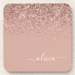 Posavasos Monograma monograma de guion de Purpurina rosa de<br><div class="desc">Rosa Dorado Rubor Purpurina Rosado Guión Monograma Nombre Papel Ataque. Esto hace que la graduación perfecta,  el cumpleaños,  el boda,  la ducha de novia,  el aniversario,  la ducha de bebé o la fiesta de soltera sea un regalo para alguien que ama el lujo glam y los estilos de moda.</div>