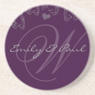 Posavasos Monograma musical Lilac Boda Aniversario de la mon