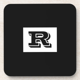 Posavasos Monograma negro con gran negrita delineado, negro