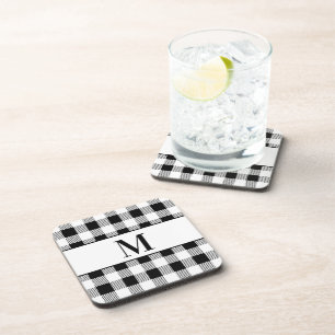 Posavasos Monograma negro de búfalo blanco