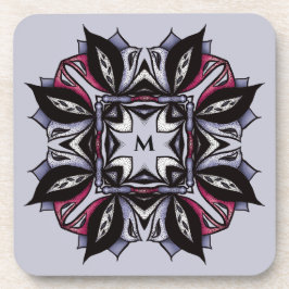 Posavasos Monograma negro morado gótico Mandala gótico