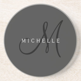 Posavasos Monograma negro profesional Gray Your Name