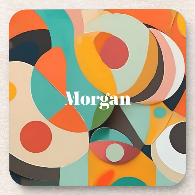 Posavasos Monograma o nombre de arte moderno de medio siglo, (Frente)