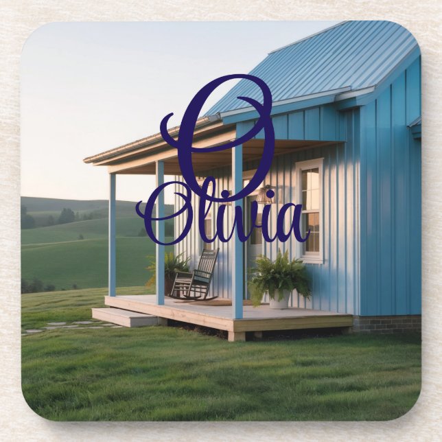 Posavasos Monograma Olivia Blue House Coaster Set (Frente)