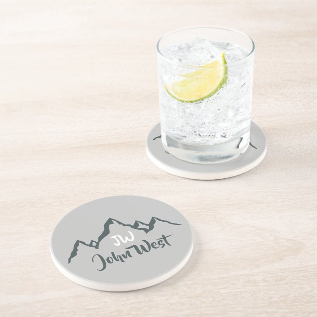 Posavasos Monograma personalizable de la gama de montañas di (Lado)