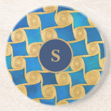 Monograma personalizado antiguo egipcio azul oro