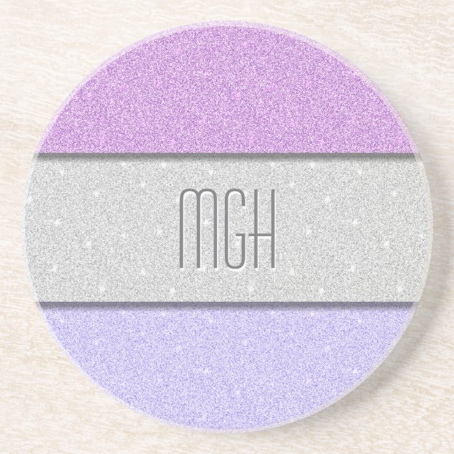 Posavasos Monograma Personalizado con Brillo Falso (Frente)