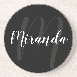 Posavasos Monograma personalizado de escritura moderna y nom