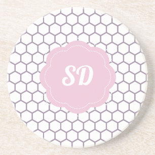 Posavasos Monograma personalizado de hexágono de panal de ab
