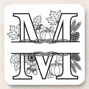 Posavasos Monograma personalizado de otoño "M"