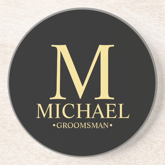 Posavasos Monograma personalizado moderno y Groomsman de nom (Frente)