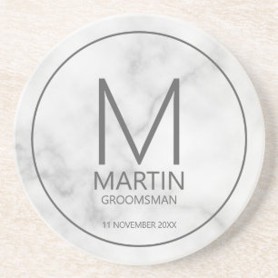 Posavasos Monograma personalizado moderno y Groomsmen Co