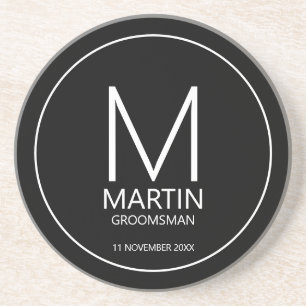 Posavasos Monograma personalizado moderno y Groomsmen Co