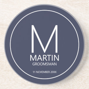 Posavasos Monograma personalizado moderno y Groomsmen de nom