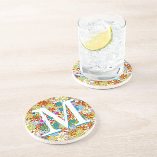 Posavasos Monograma personalizado o patrón floral de nombre