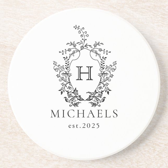 Posavasos Monograma personalizado Sandstone Coaster (Frente)