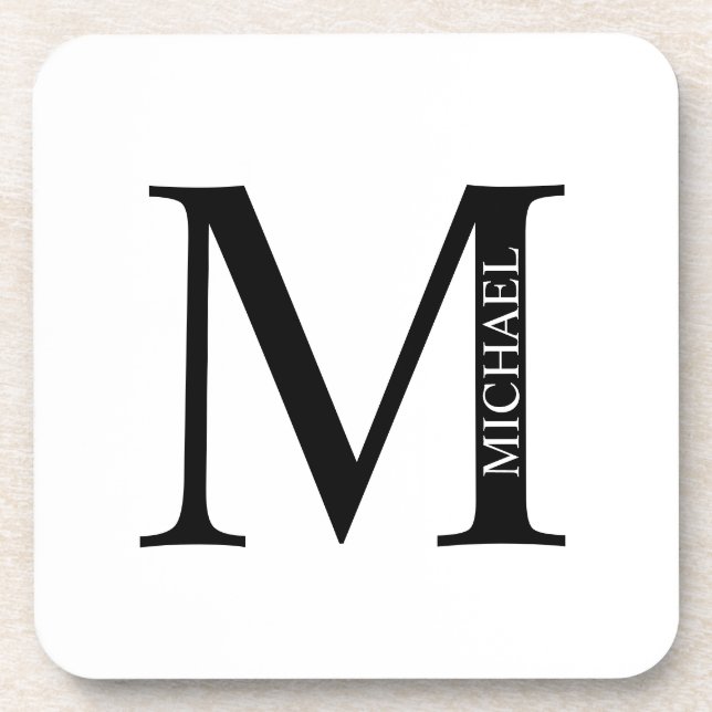 Posavasos Monograma personalizado y cafetera de bebidas con  (Frente)