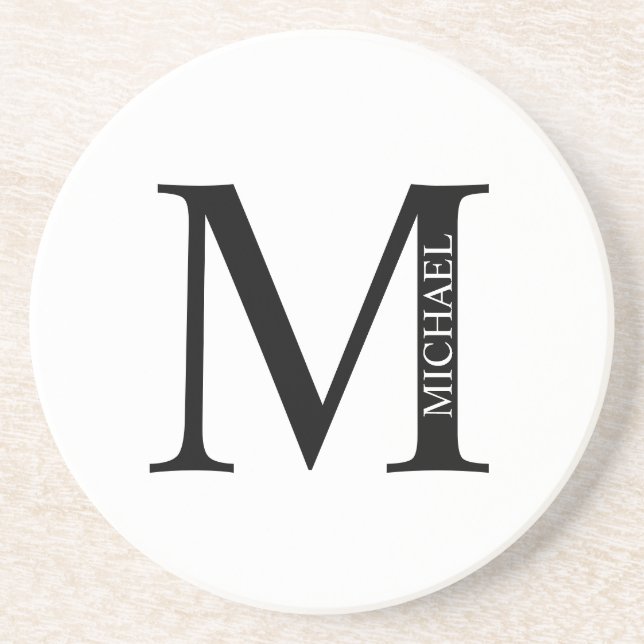 Posavasos Monograma personalizado y nombre escayola de areni (Frente)